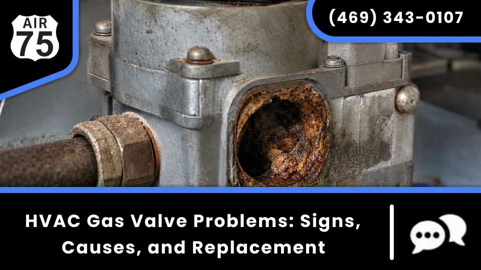 HVAC gas valve repair after furnace gas valve failure, showing gas valve replacement on a furnace.
